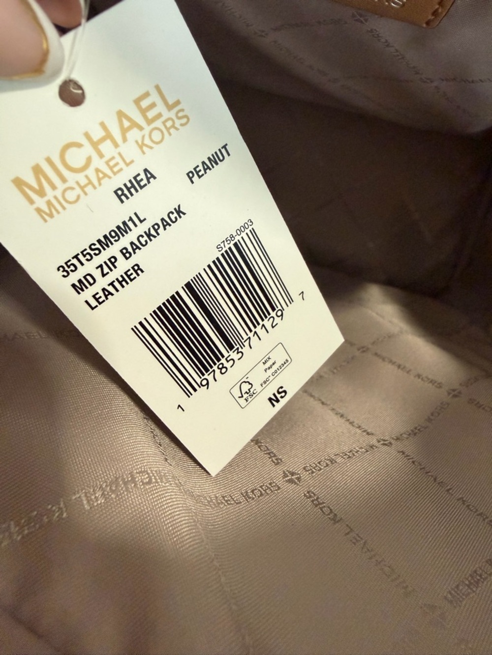 Michael Kors Rhea zip Backpack peanut leather - Picture 9 of 10